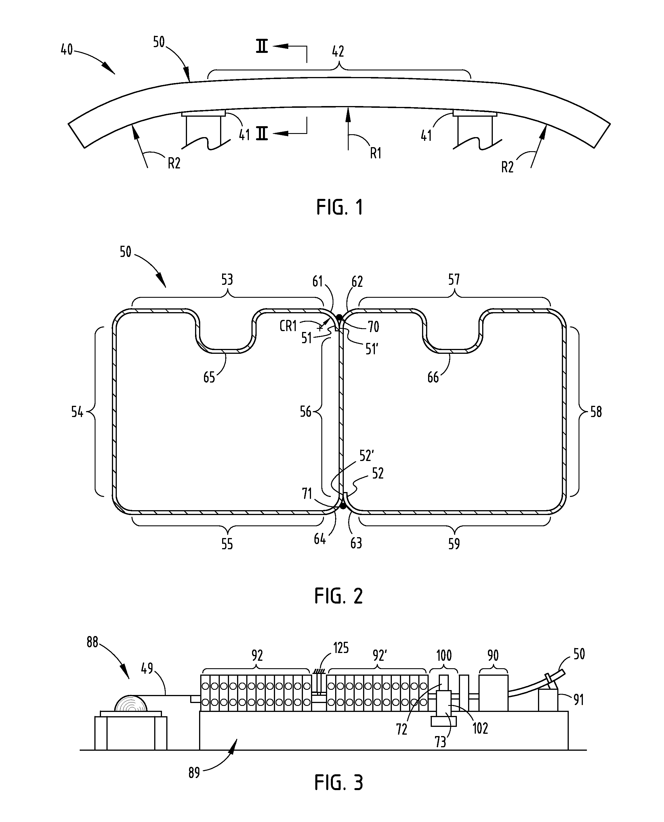 Tubular beam with single center leg