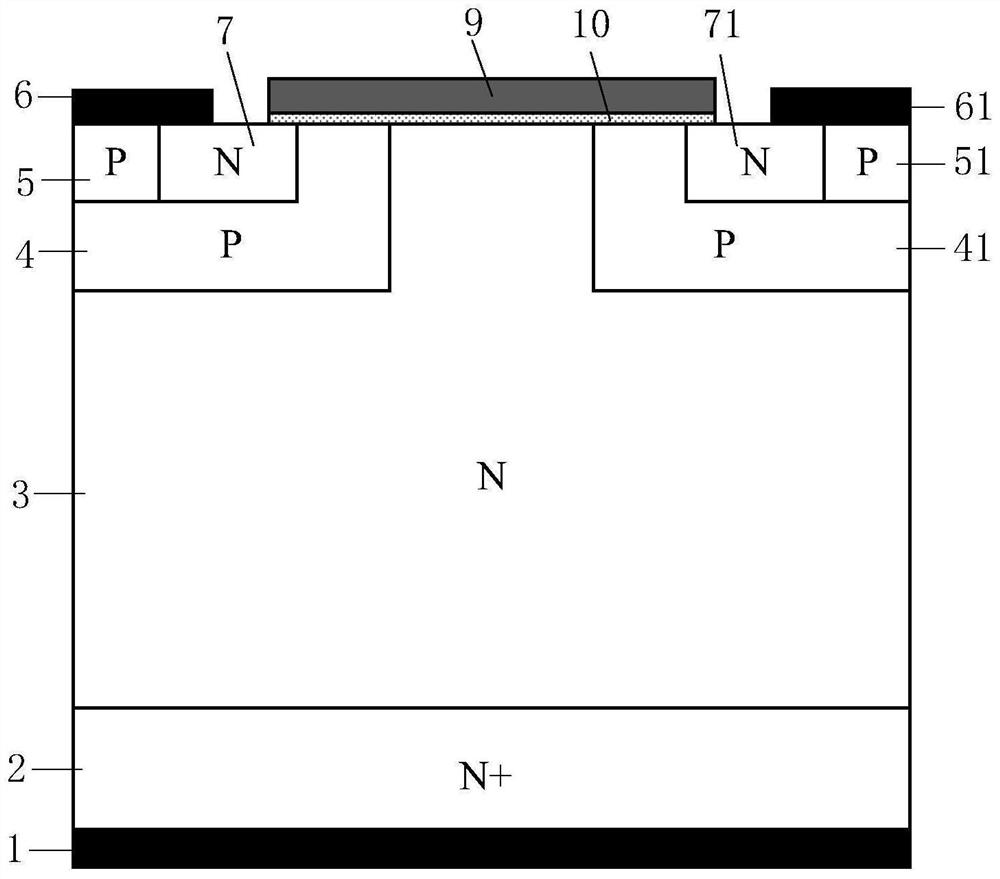 Planar silicon carbide reverse-blocking MOSFET device and preparation method thereof