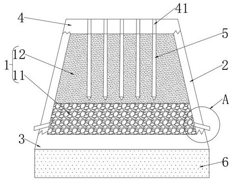 Subgrade structure for preventing high-fill soil from settling and construction method