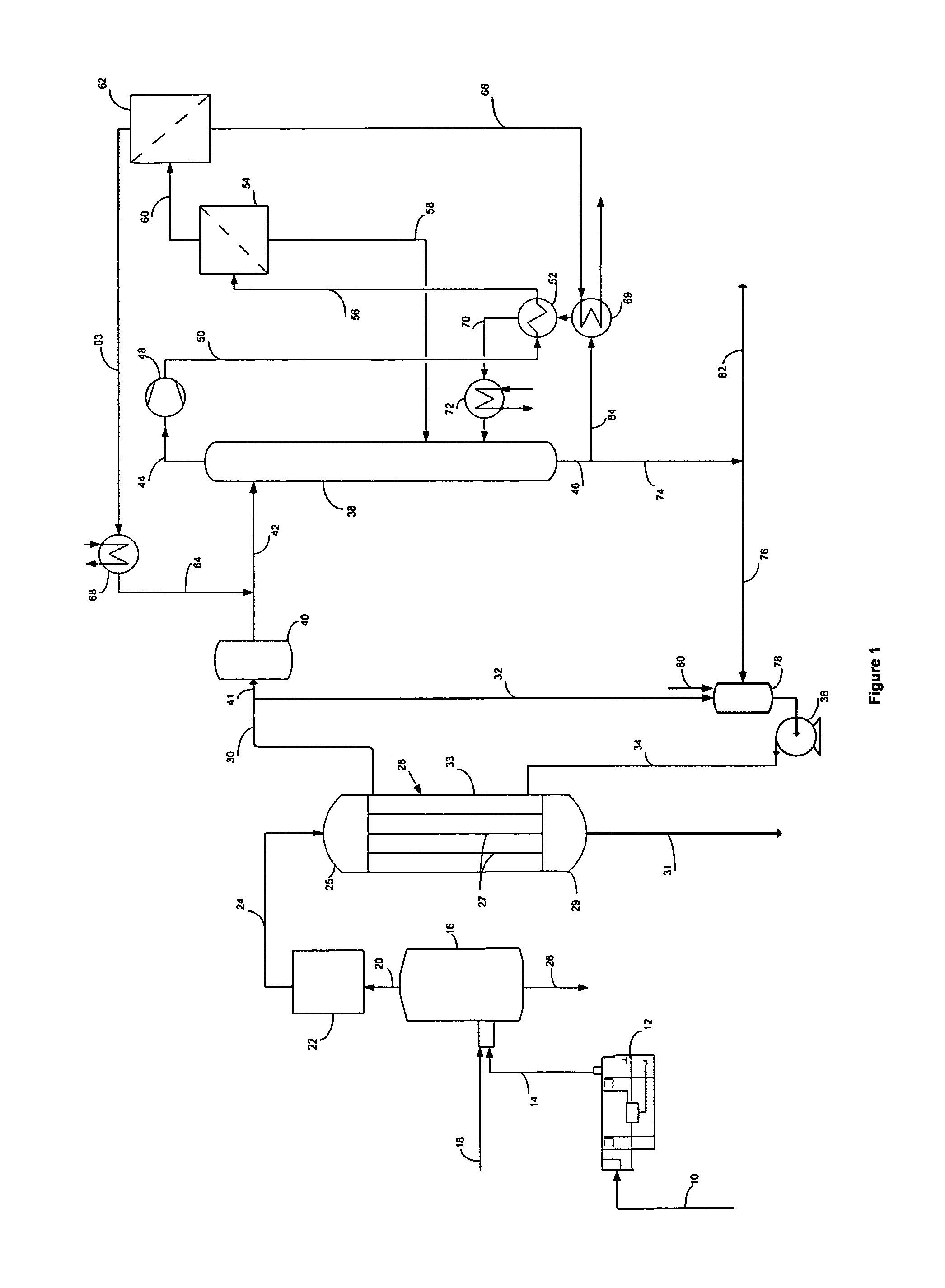 Ethanol recovery process and apparatus for biological conversion of syngas components to liquid products