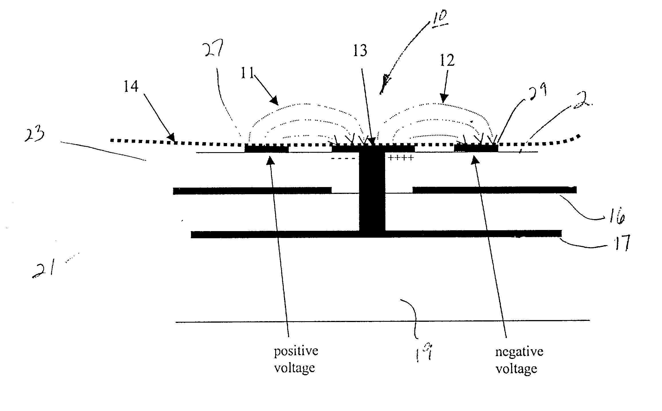 Capacitive circuit array for fingerprint sensing