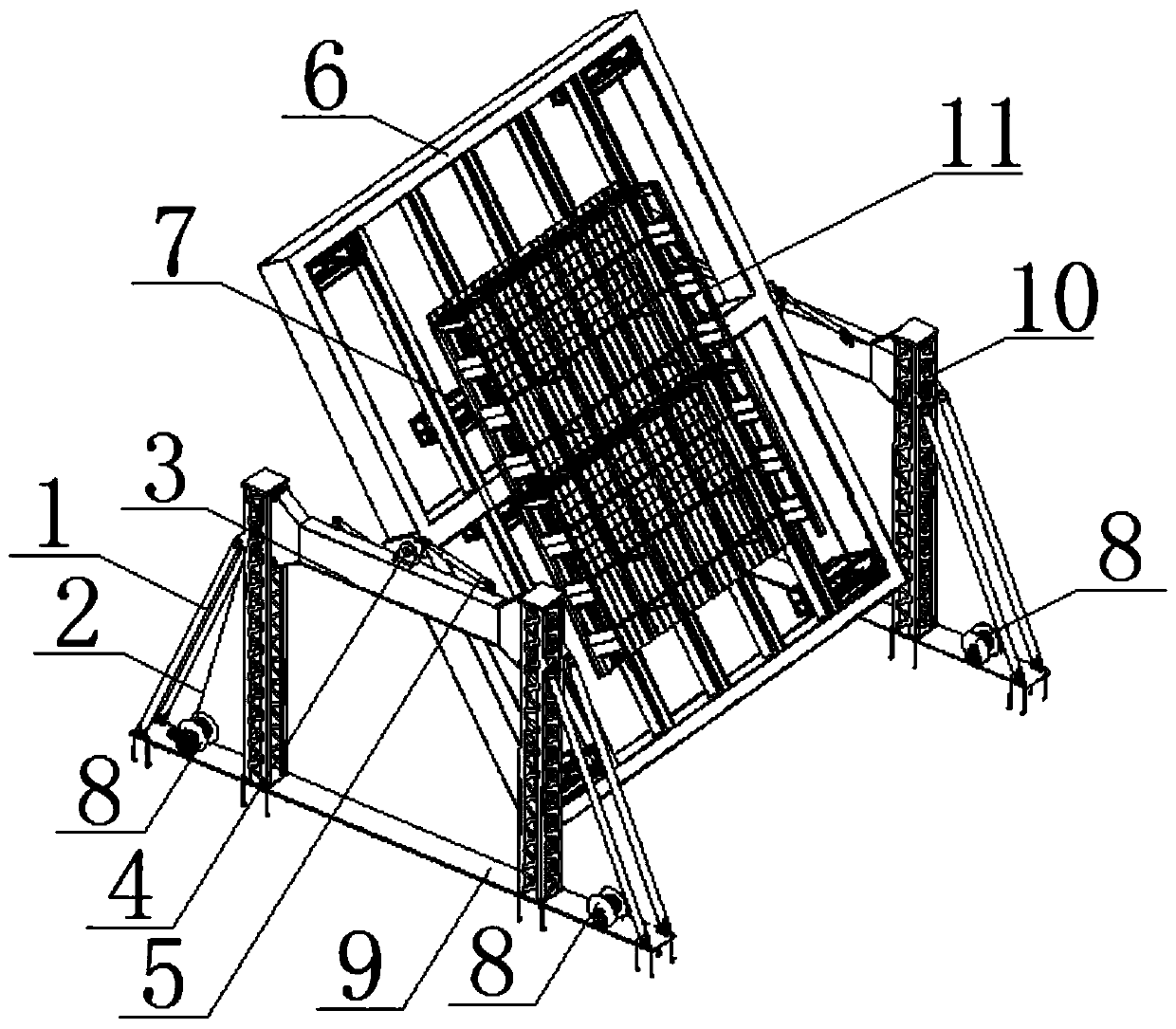 Fixed type thin plate segmented turnover device