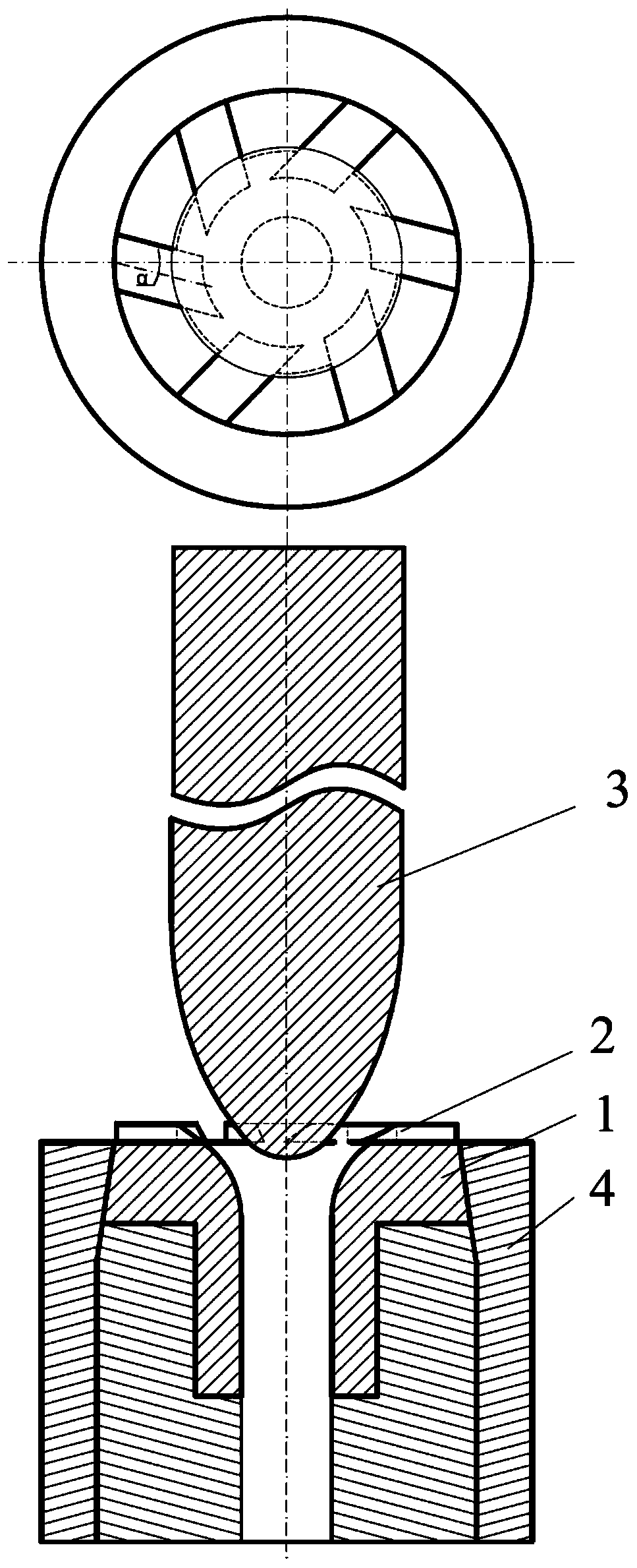 A swirling flow upper nozzle for continuous casting tundish