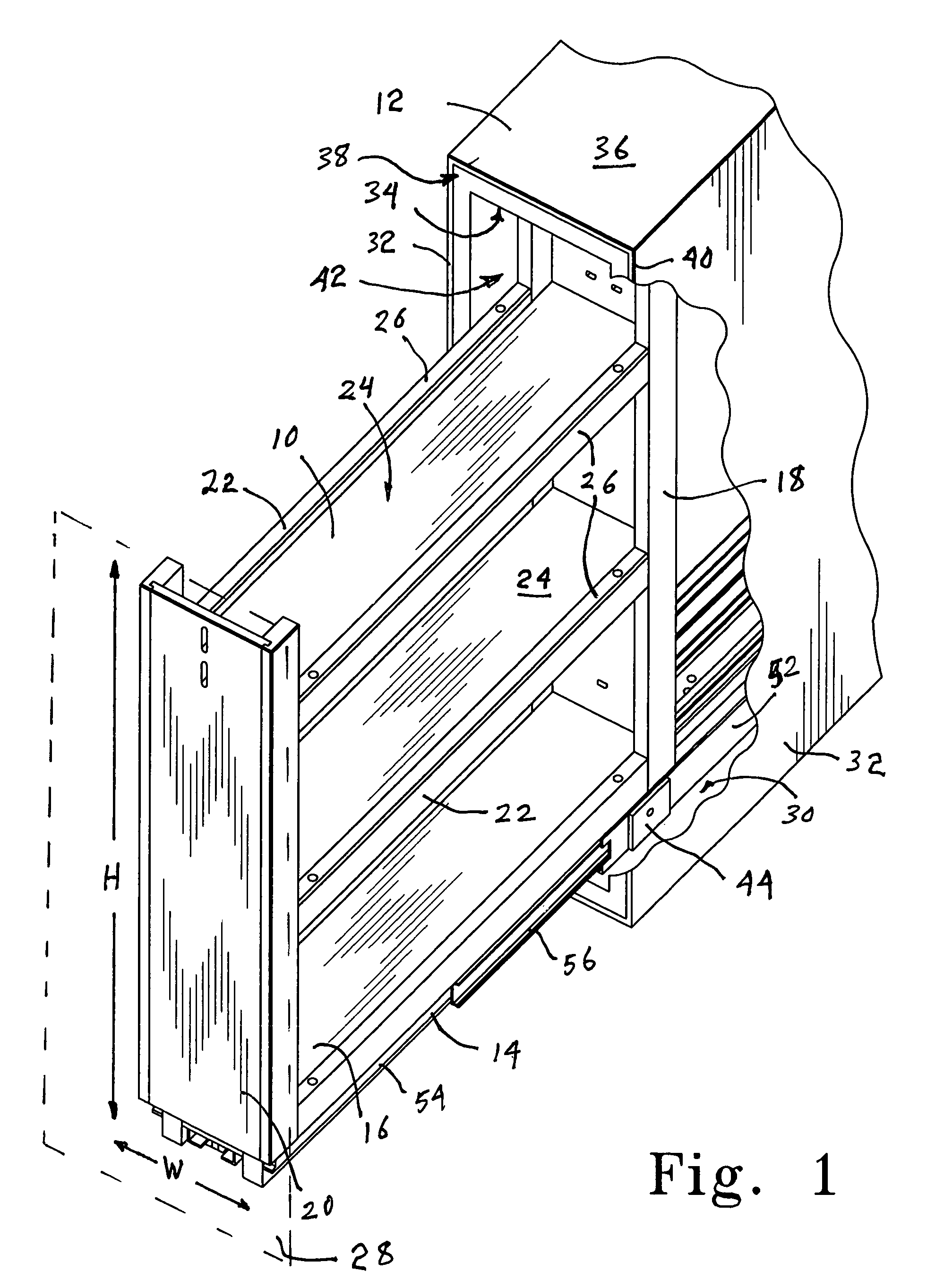 Laterally stabilizing drawer slide for tall cupboard pull-out