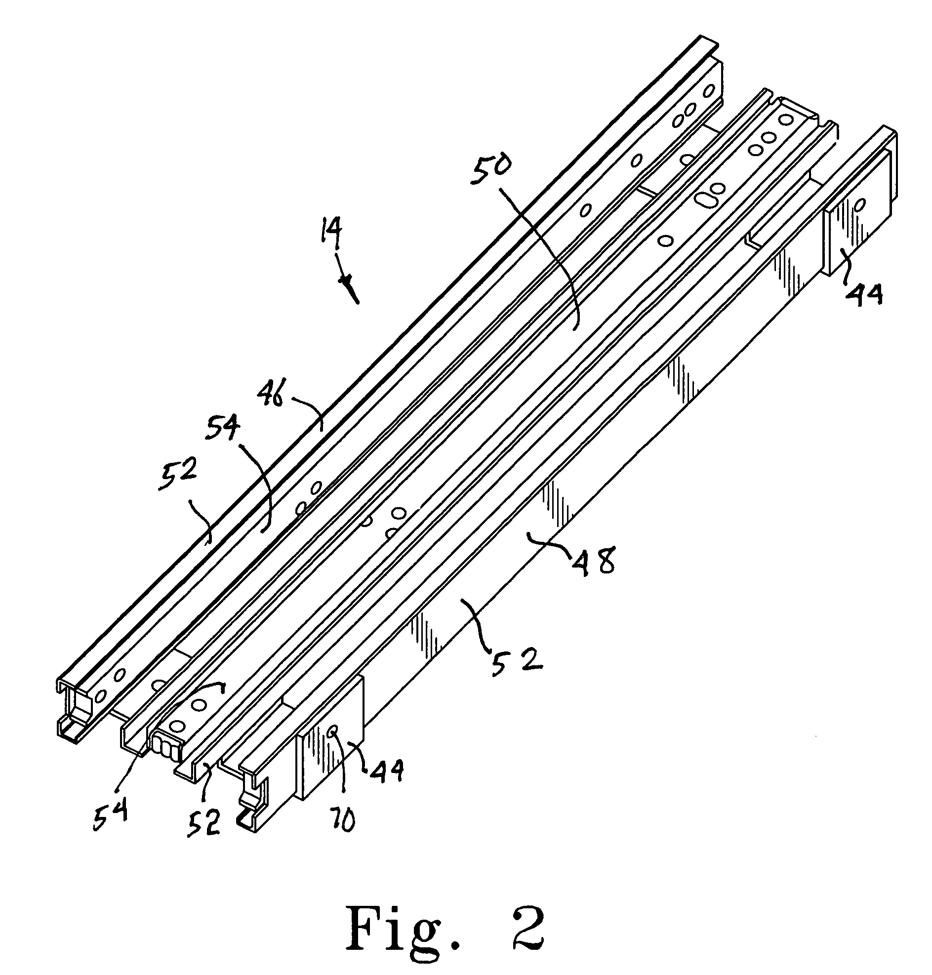 Laterally stabilizing drawer slide for tall cupboard pull-out