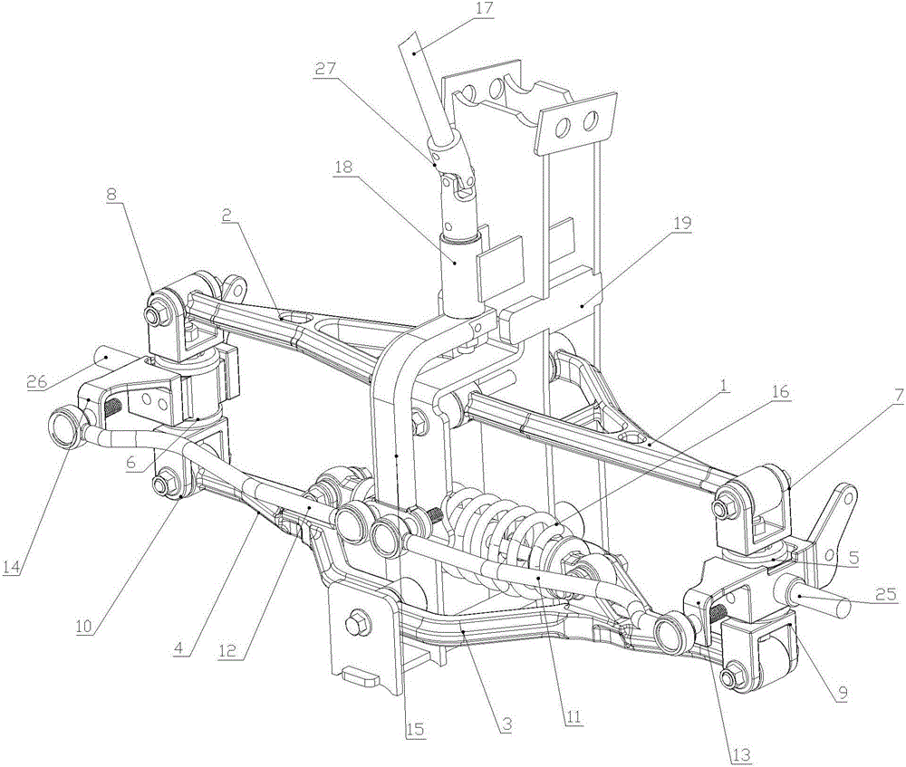 Front suspension deflection mechanism for reverse tricycle