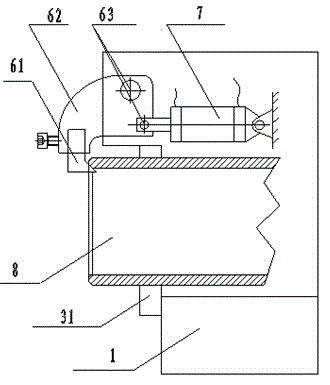 Automatic chamfering, cutting-off and deburring device for steel pipe