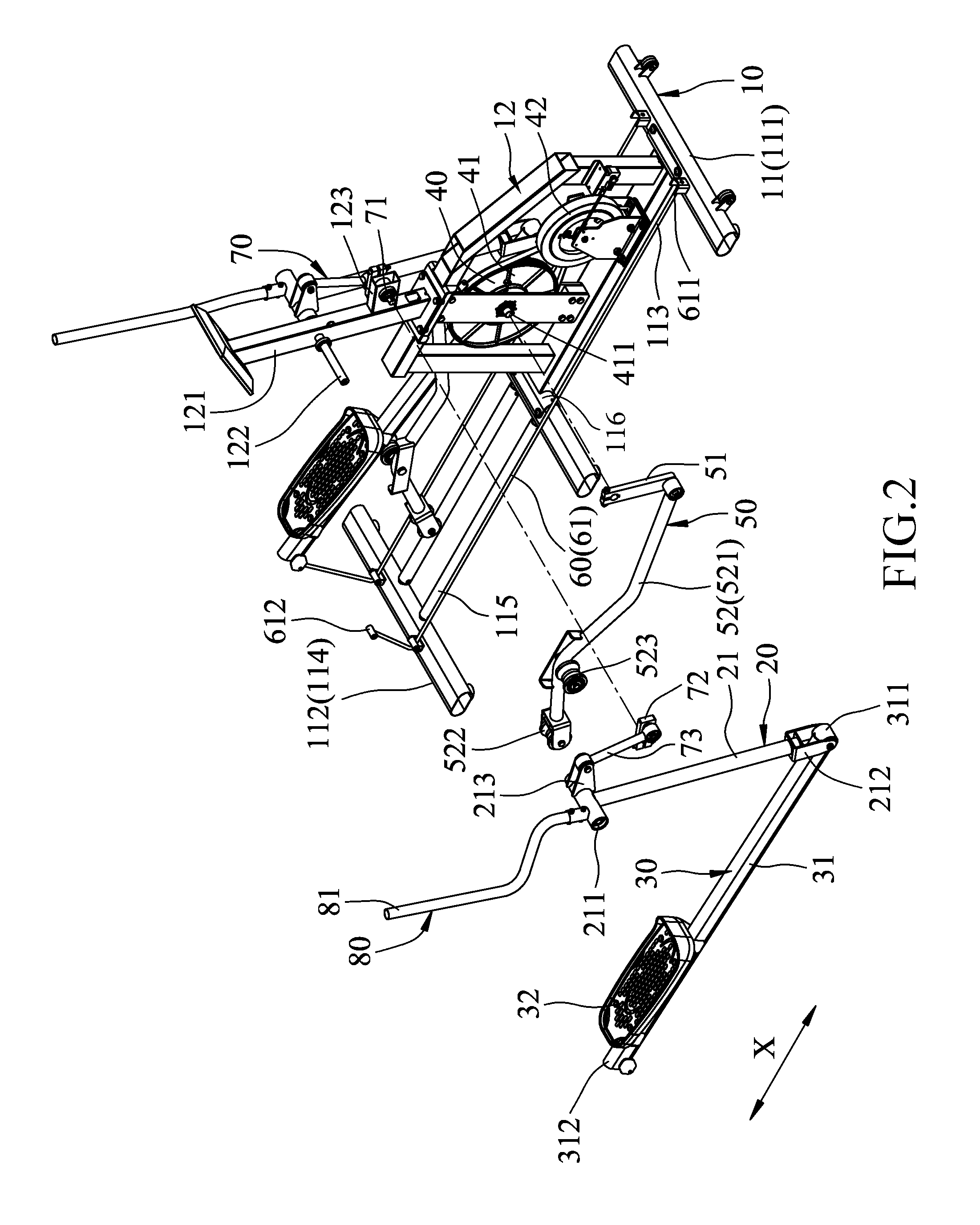 Elliptical trainer variable stride