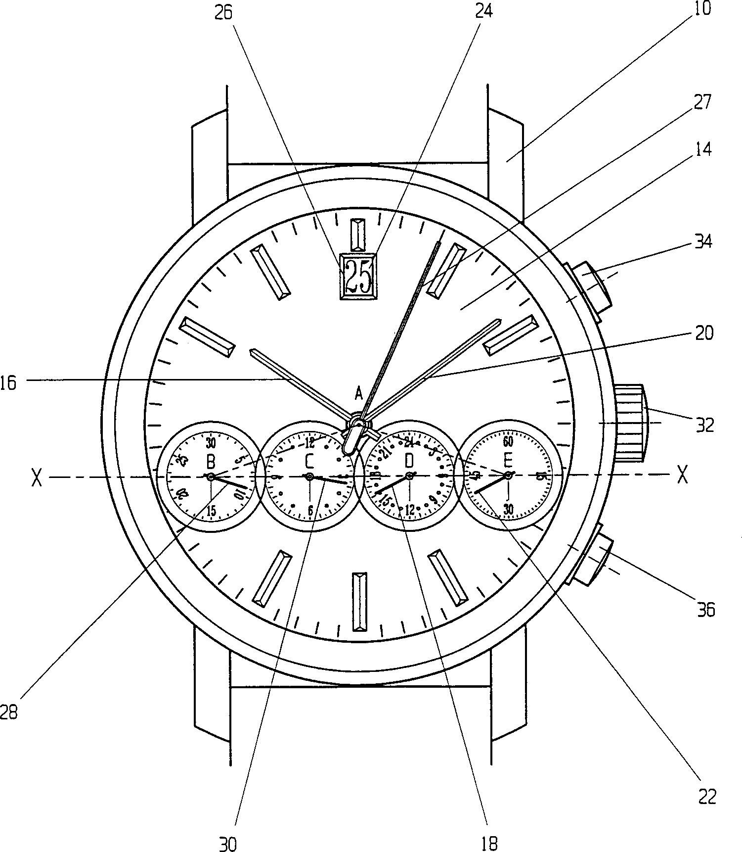 Watch movement with hand display