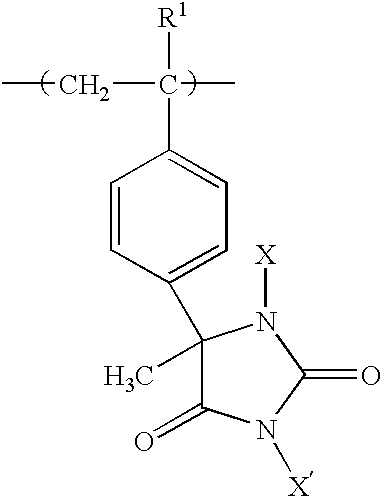 Biocidal polystyrene hydantoin particles