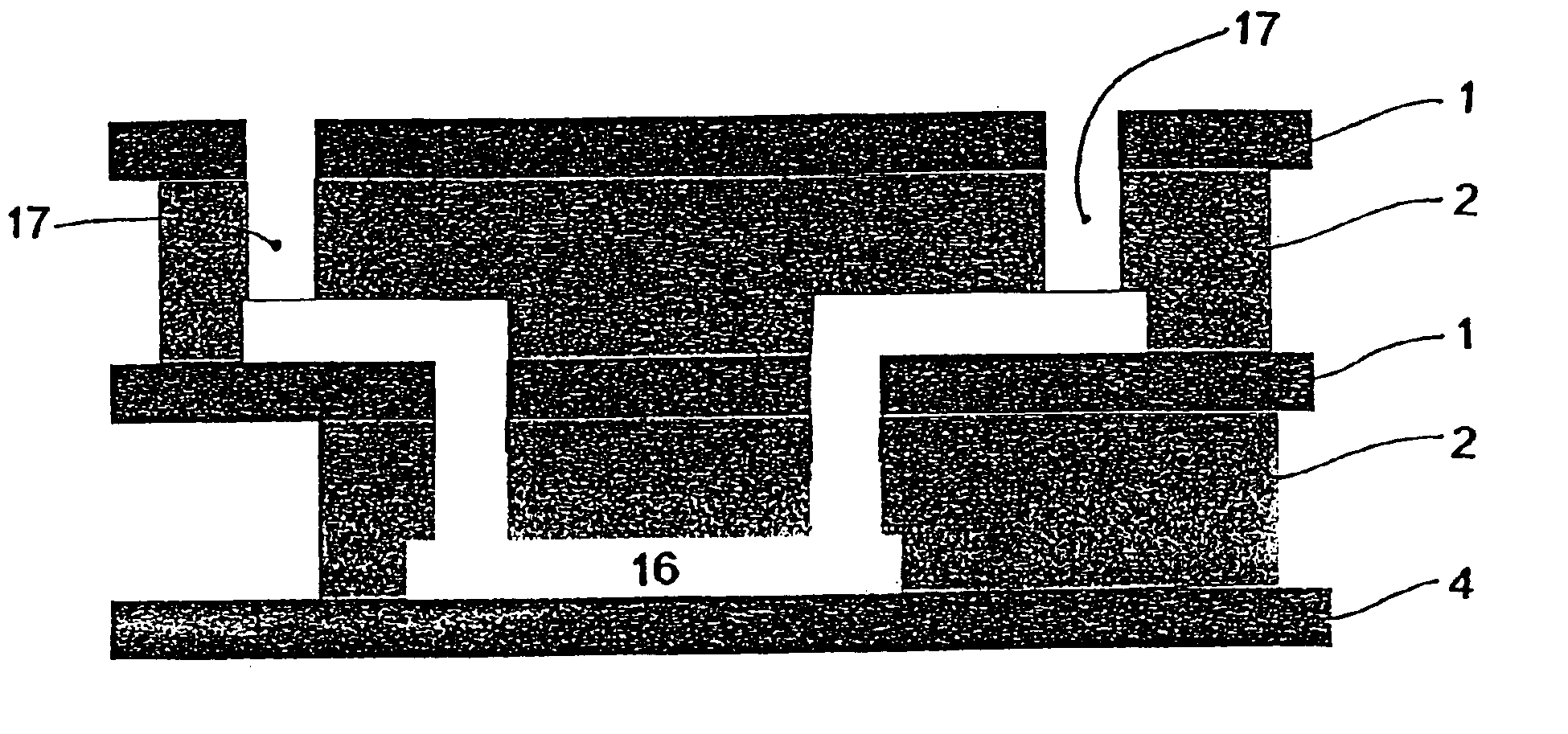 Stamp device for printing a pattern on a surface of a substrate