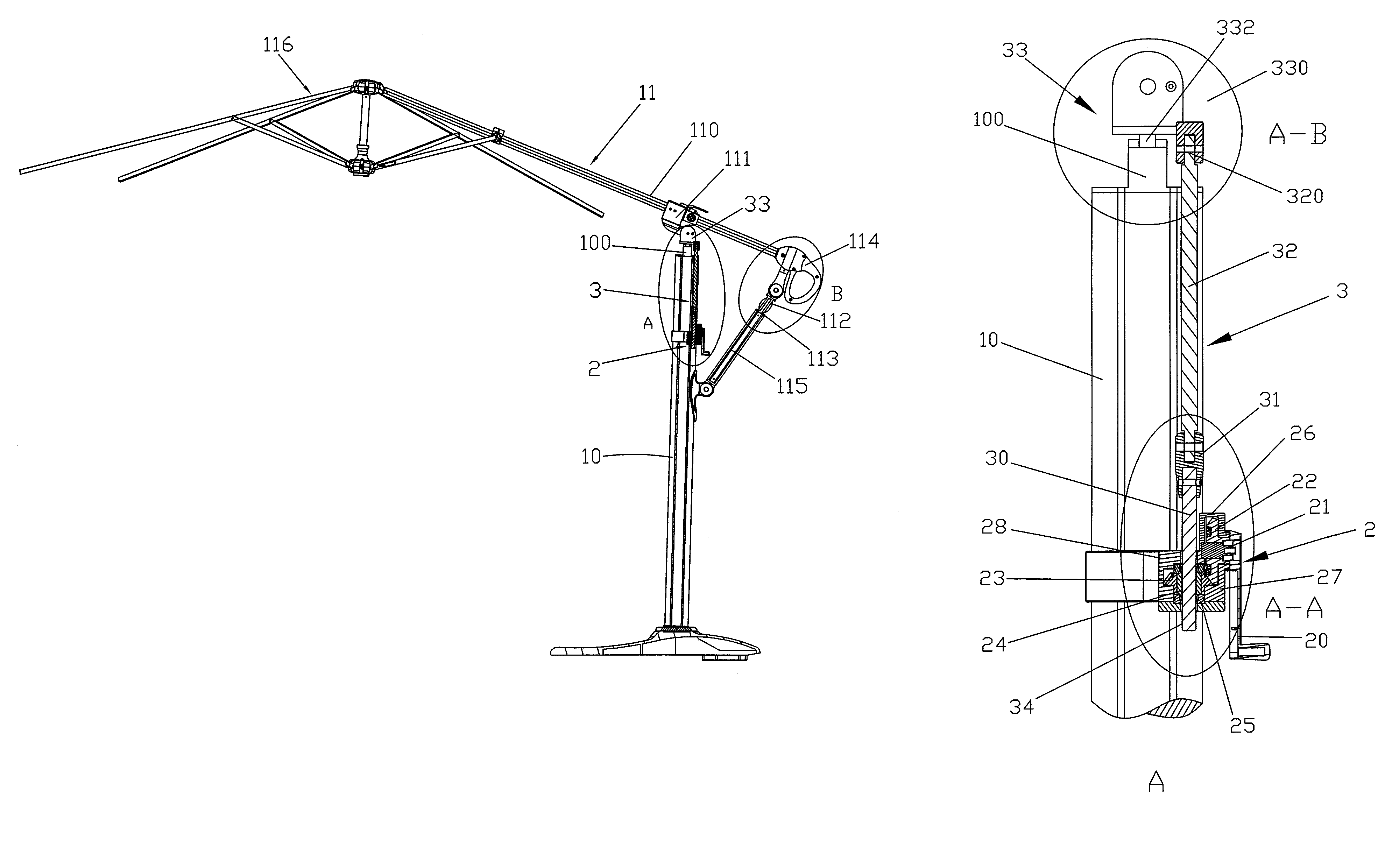 Umbrella having an angle adjustable function