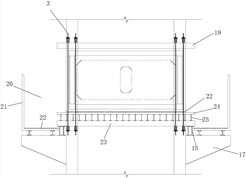 High-pier built-in stiff framework cross tie beam structure and construction method