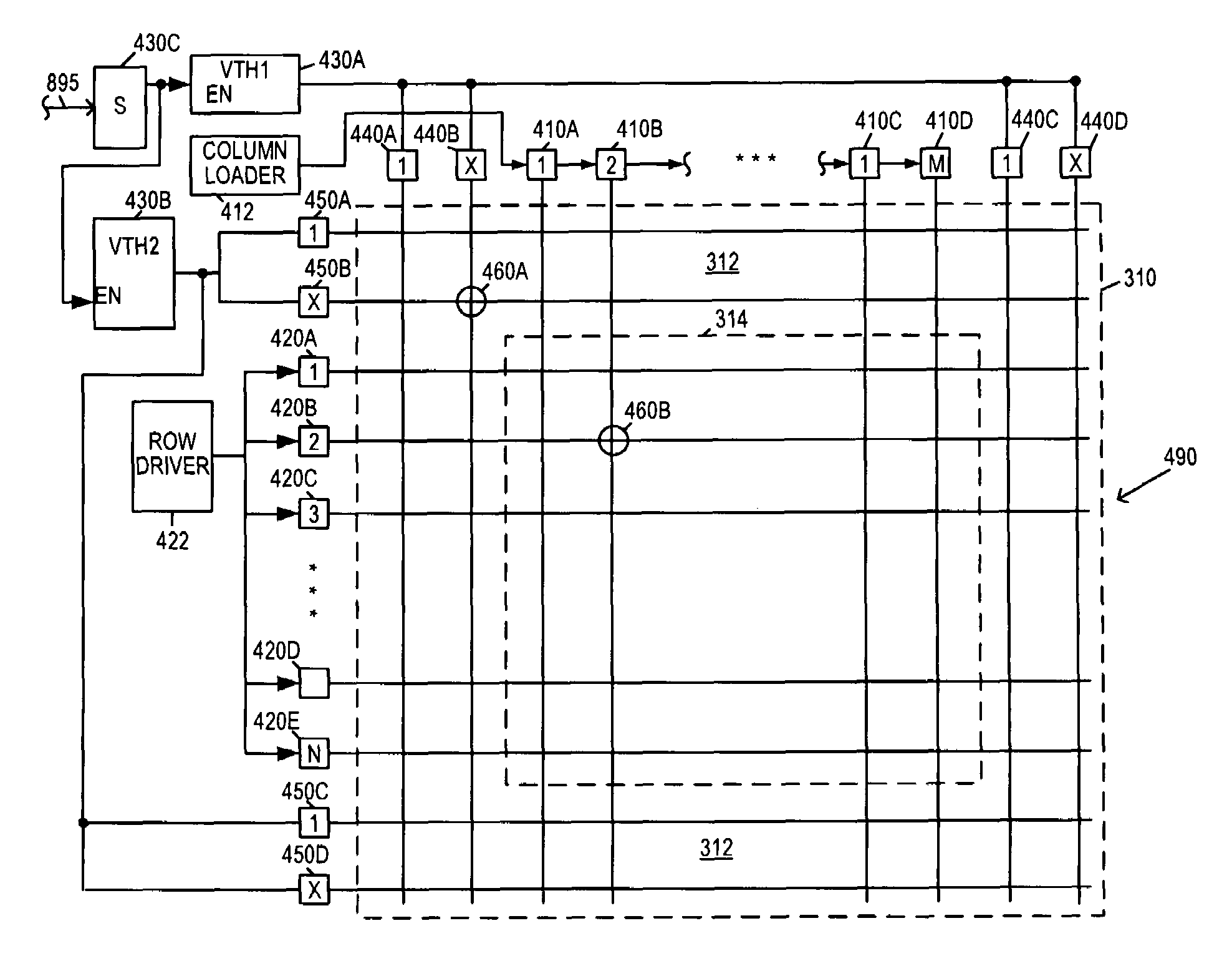 Controllable pixel border for a negative mode passive matrix display device