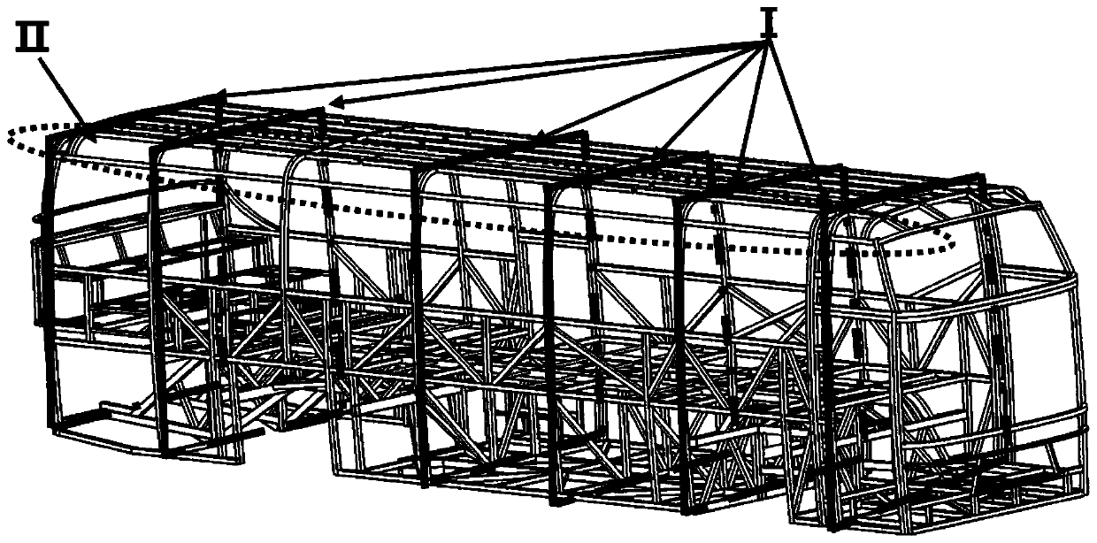 Passenger car rollover collision energy absorbing structure