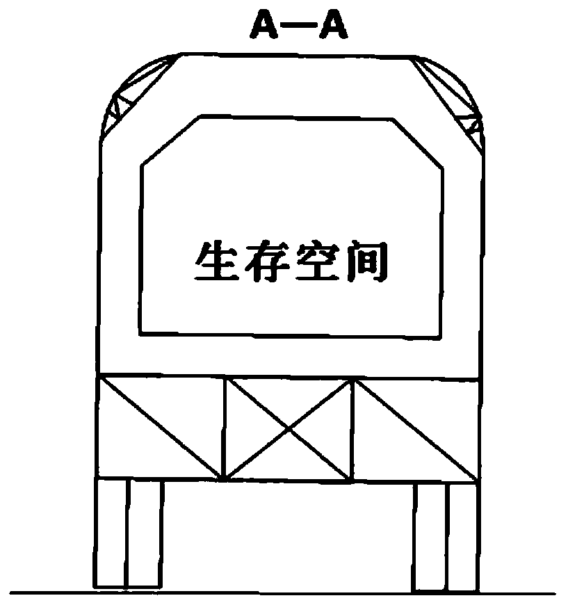 Passenger car rollover collision energy absorbing structure