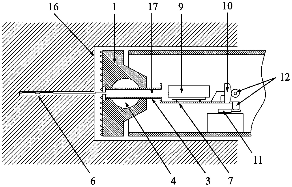 Single-hole geological radar automatic drilling rig arranged at cutter head center of tunneling machine