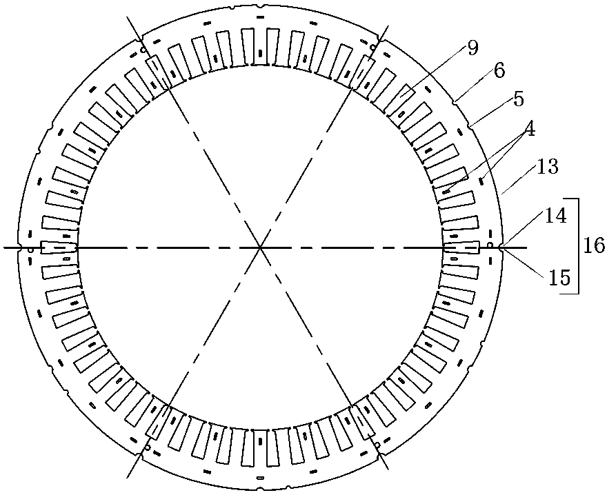 Split type stator core structure and splicing method