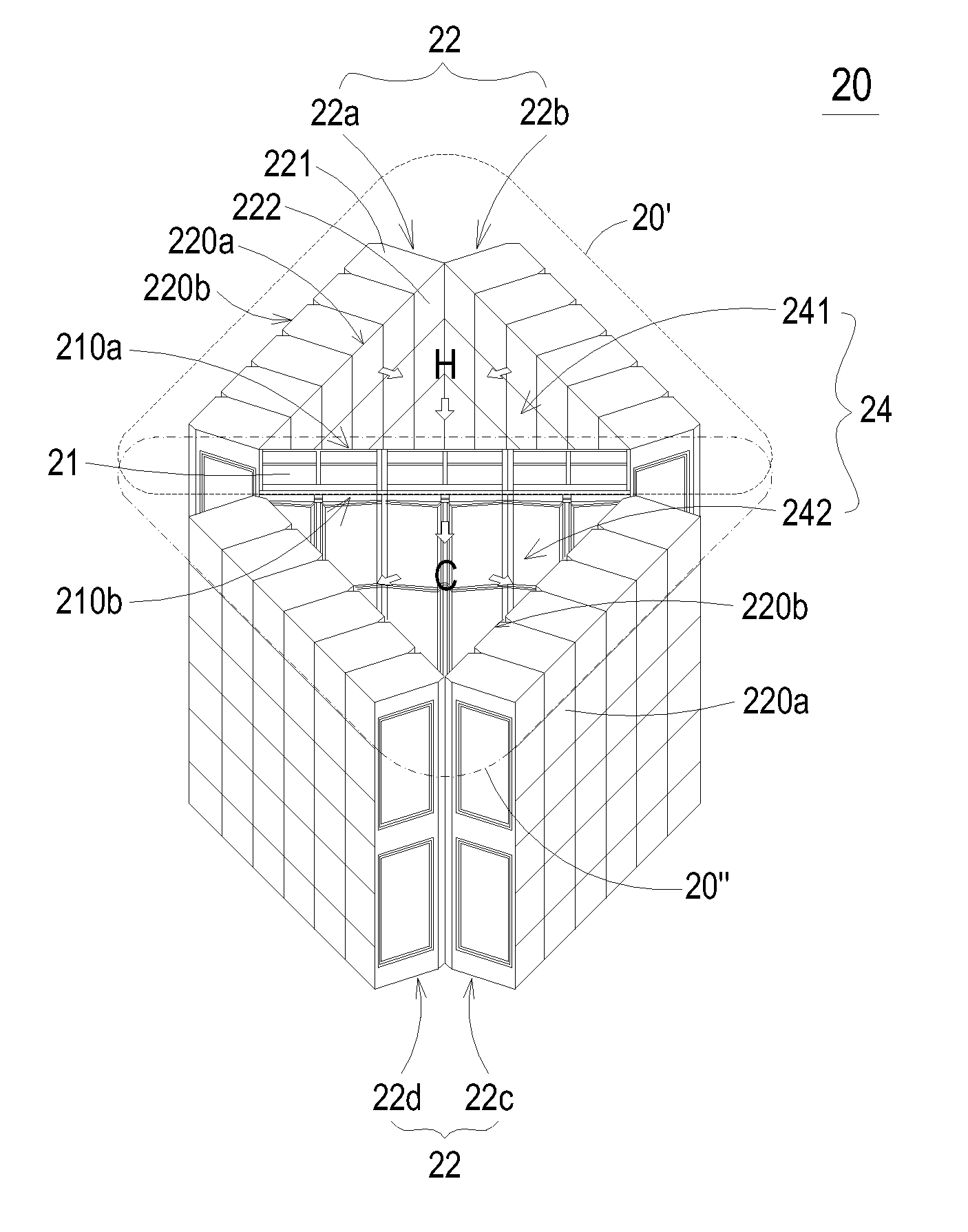 Data center and its configuration arrangements and configuration units of electronic device assemblies and air conditioners