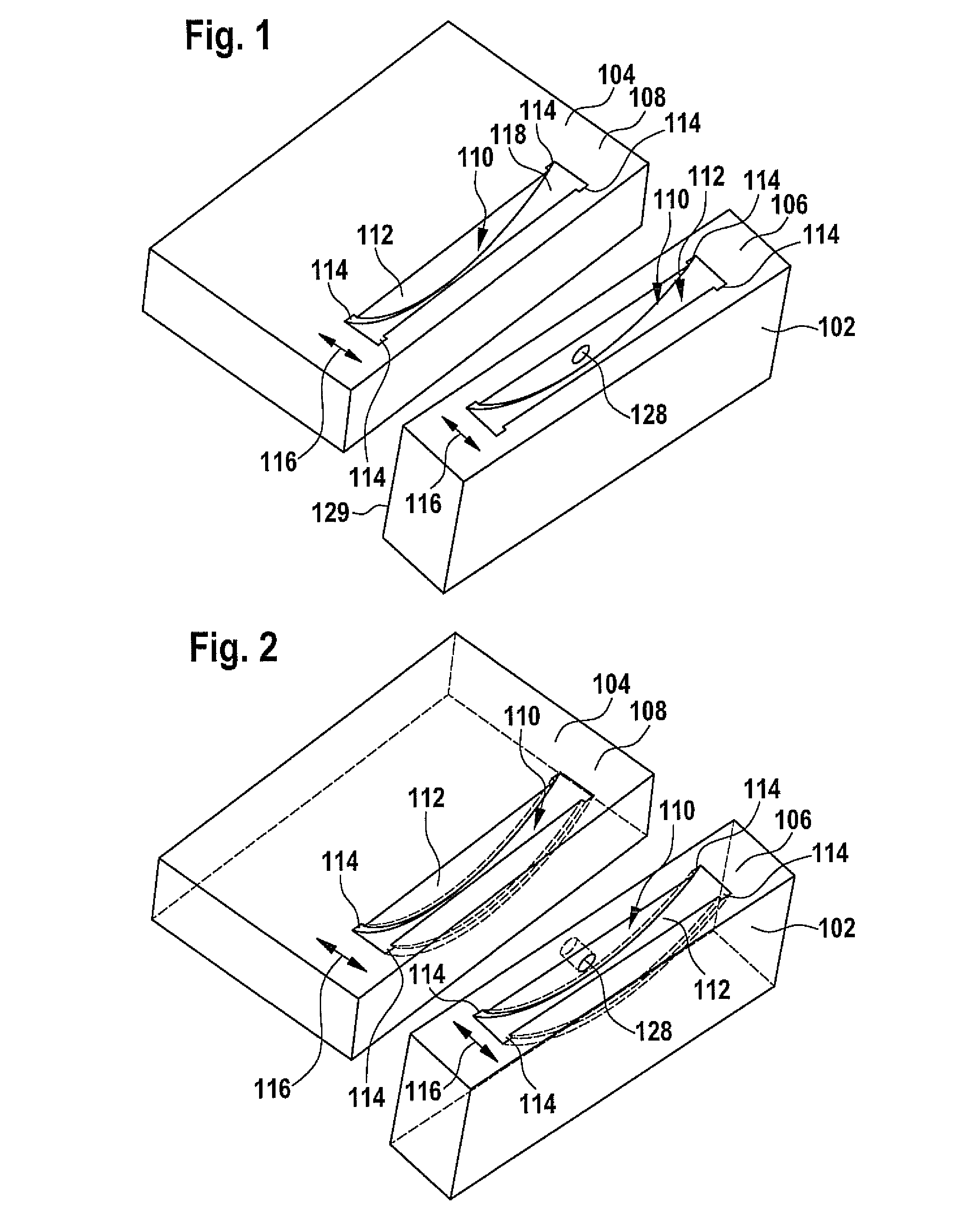 Connecting means and method of producing a connection between a first component and a second component