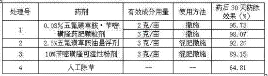 Pesticide-and-fertilizer granules for preventing and killing weeds in paddy fields and preparation method thereof