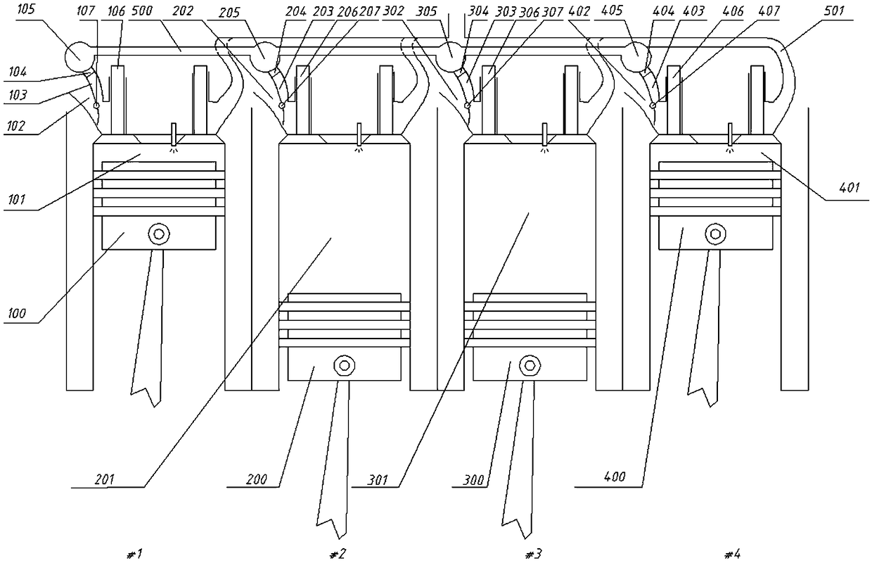 Multi-cylinder Miller cycle engine synergetic gas intake energy-saving device and control method thereof