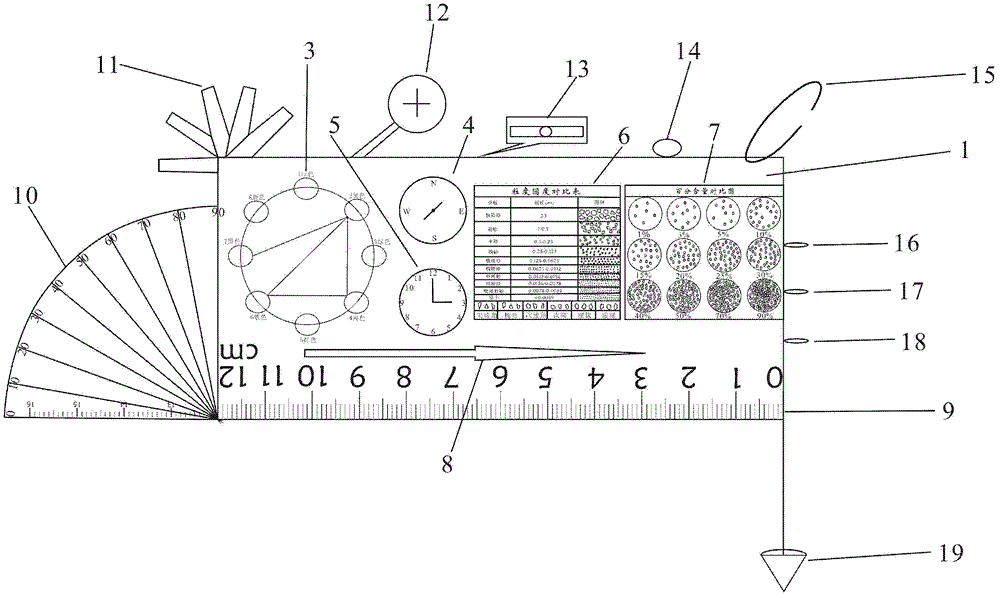 Geological measuring and marking instrument