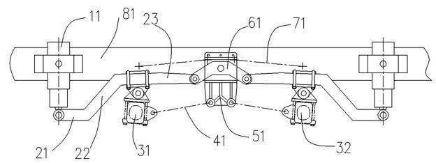 Suspension device for mining vehicles