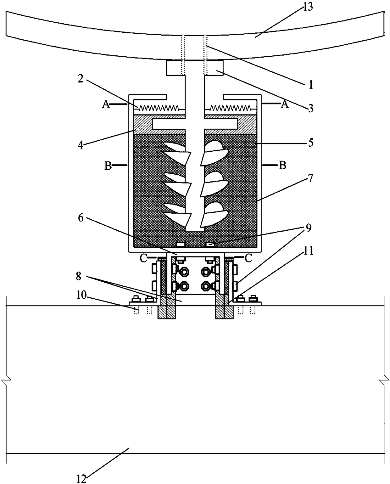 Multidimensional Vibration Damping Device of Suspension Bridge Central Buckle Containing Viscoelastic Energy Dissipating Members and Metal Rubber