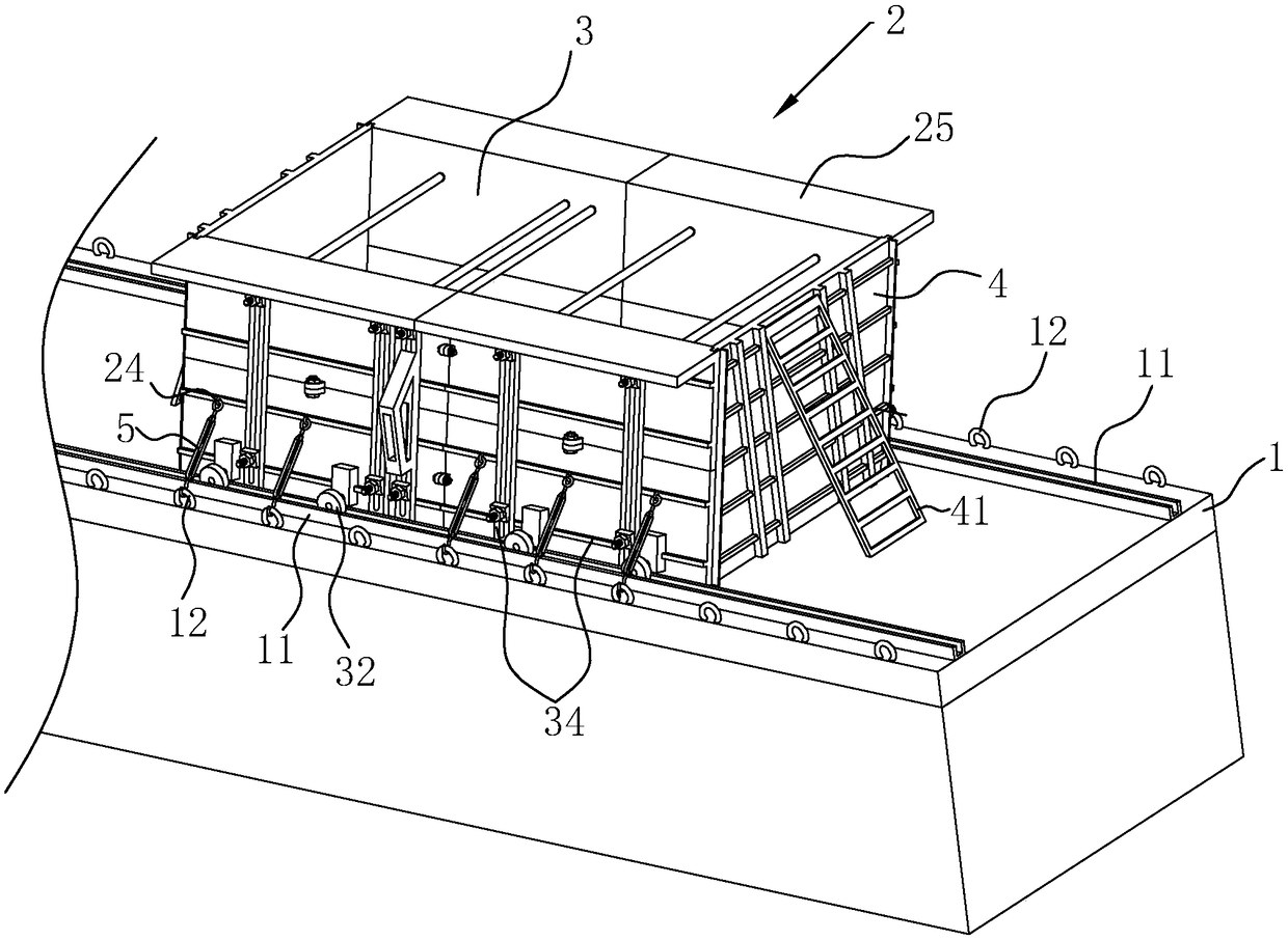 Construction method for bank protection engineering construction through integral steel sliding formwork structure