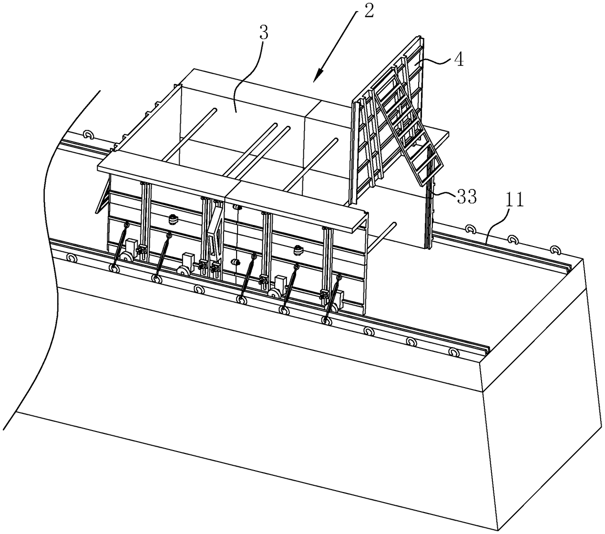 Construction method for bank protection engineering construction through integral steel sliding formwork structure