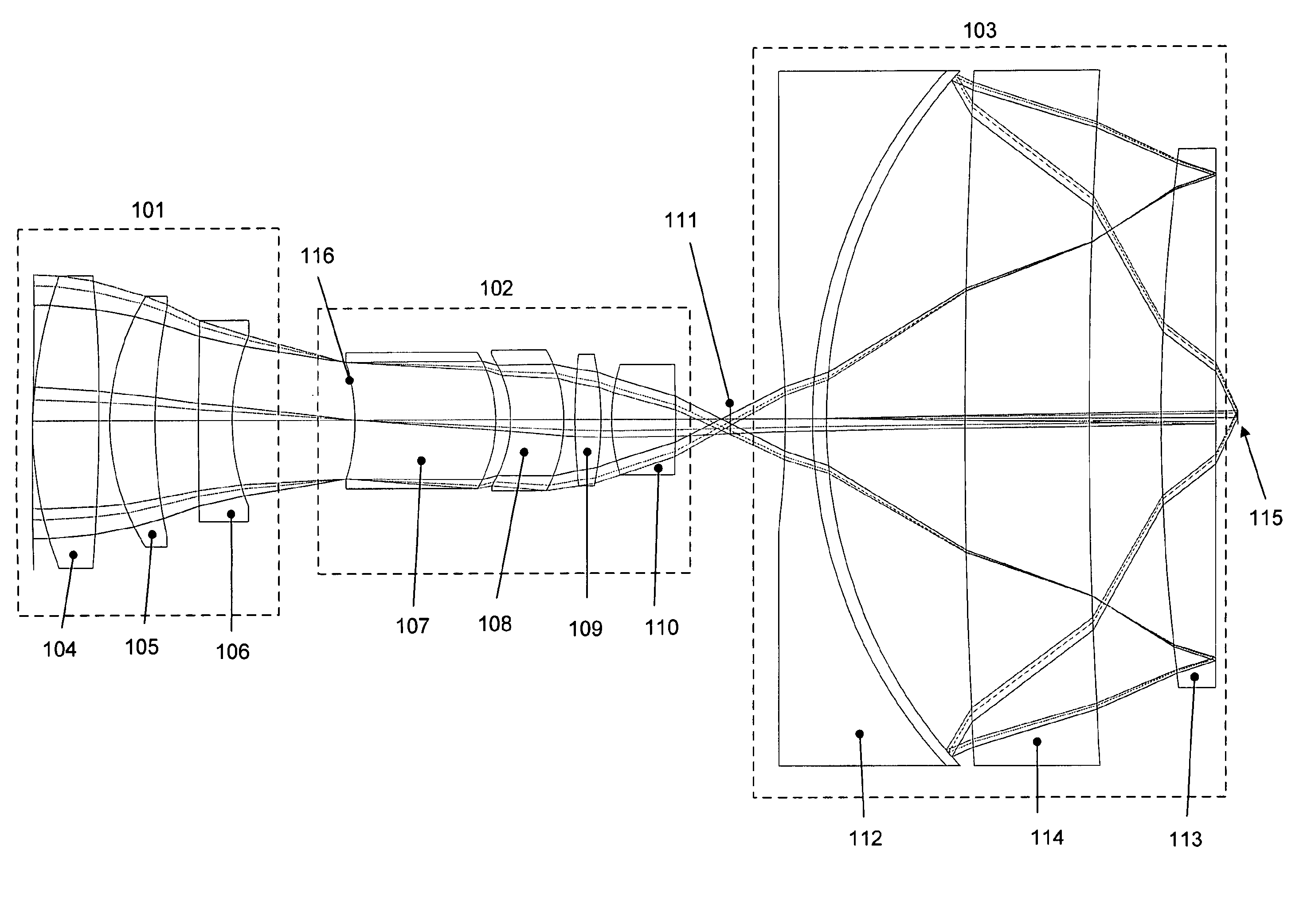 External beam delivery system using catadioptric objective with aspheric surfaces