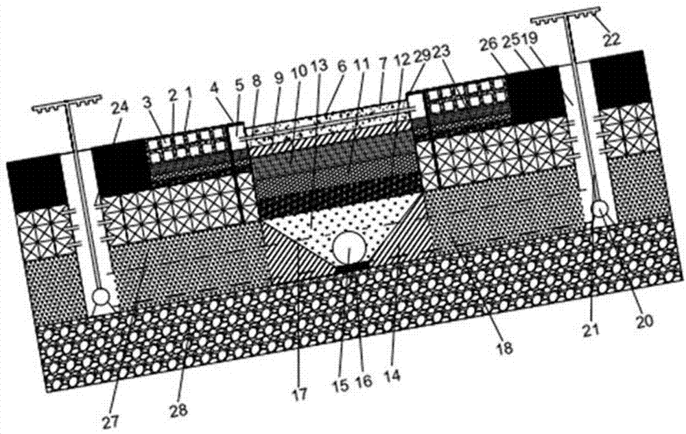 Multi-module rainwater collecting and purifying and greenbelt conserving urban road