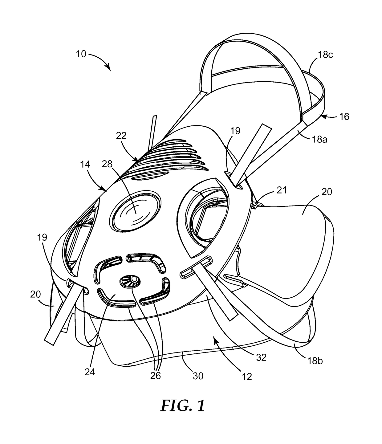 Respirator having noncircular centroid-mounted exhalation valve