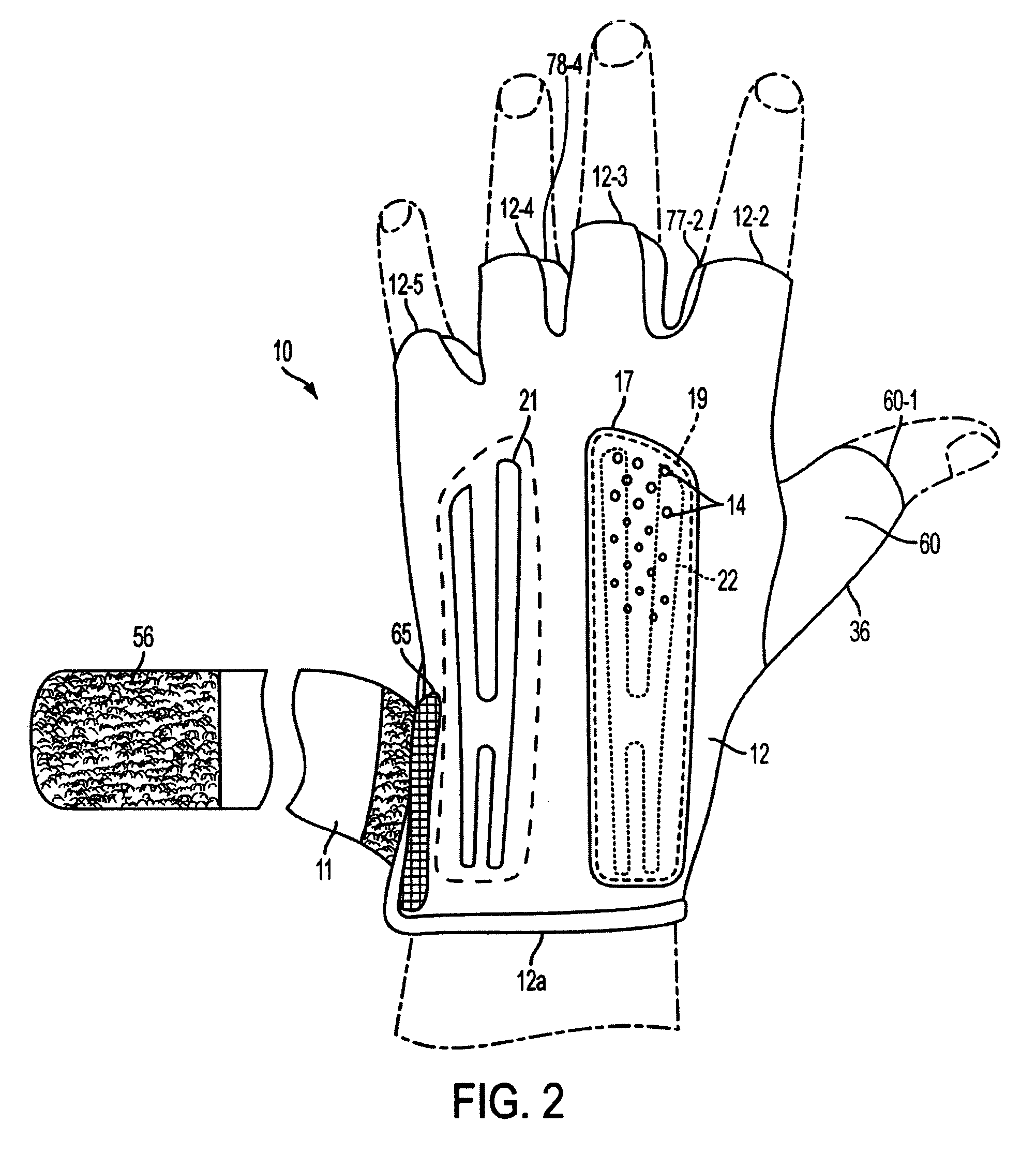 Glove with multi-element dorsal stiffeners