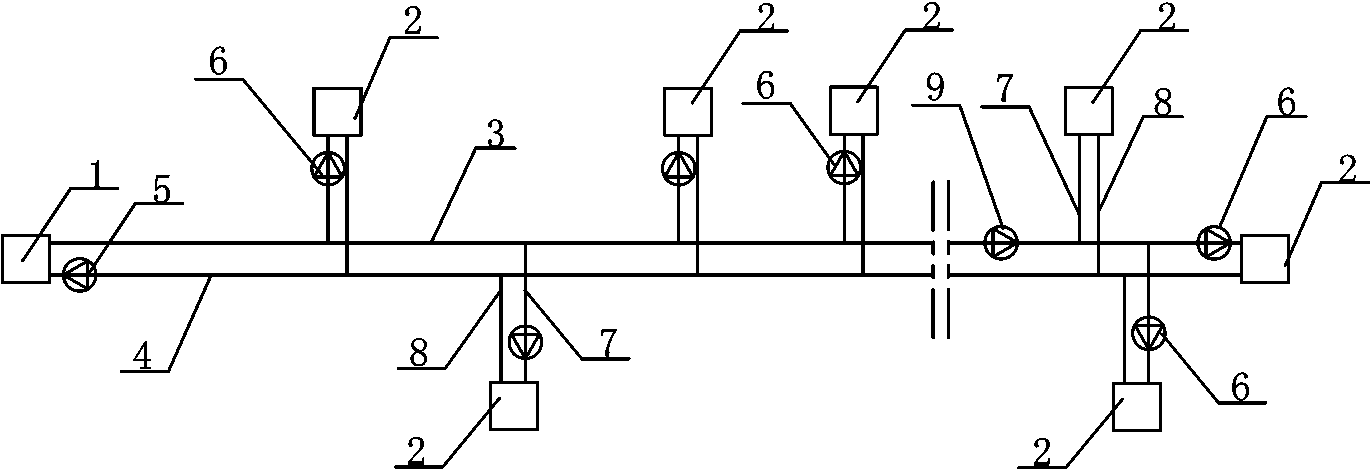 Circulating water pump configuration system of concentrated cooling and heat supplying pipe network