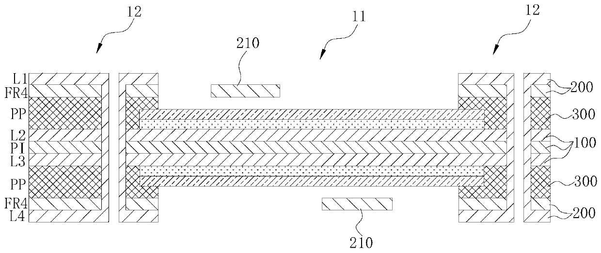 Rigid-flex printed circuit board for sleeving and manufacturing method