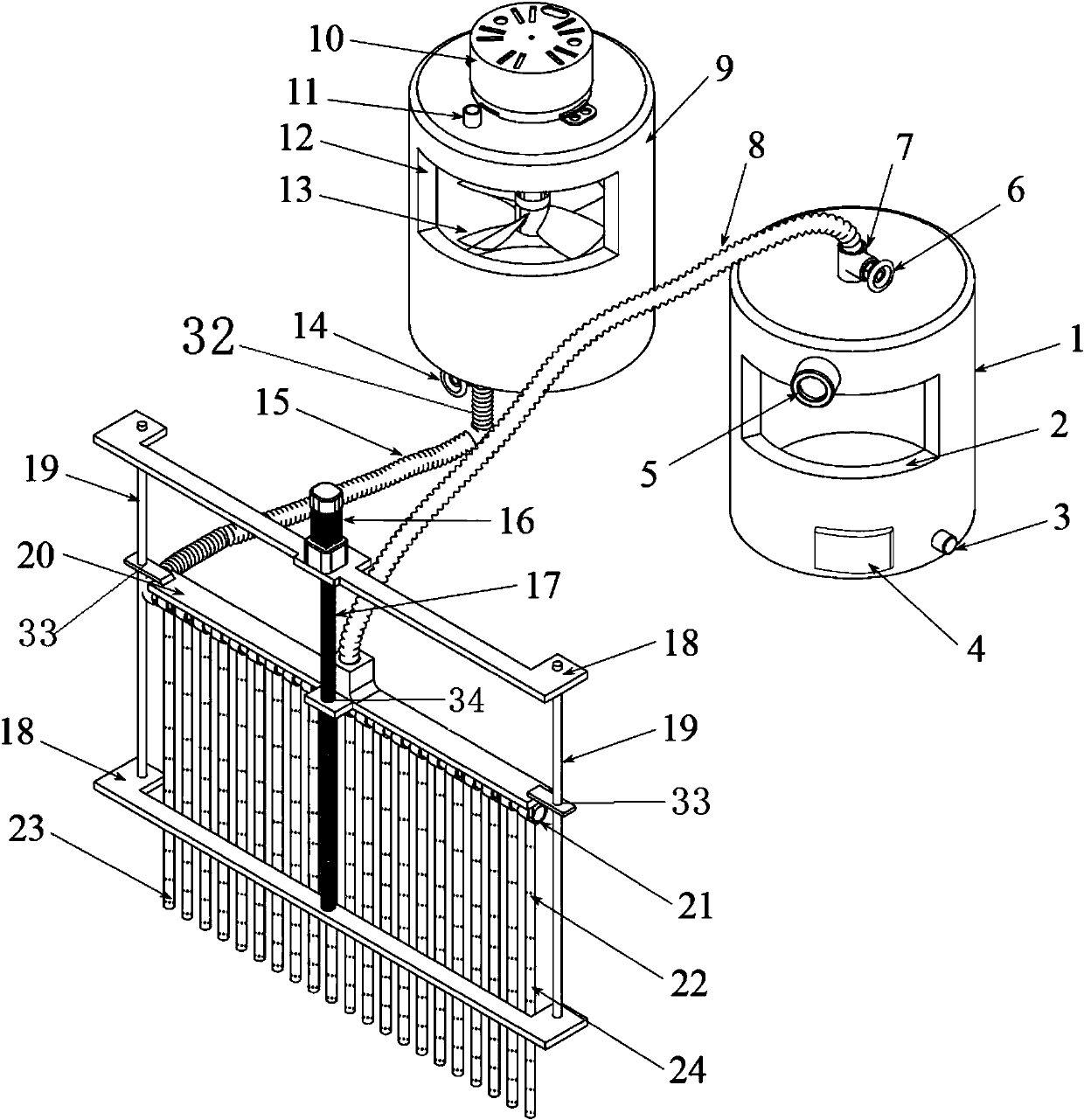 A tracer particle spreading device and operation method for piv measurement of two-phase flow field