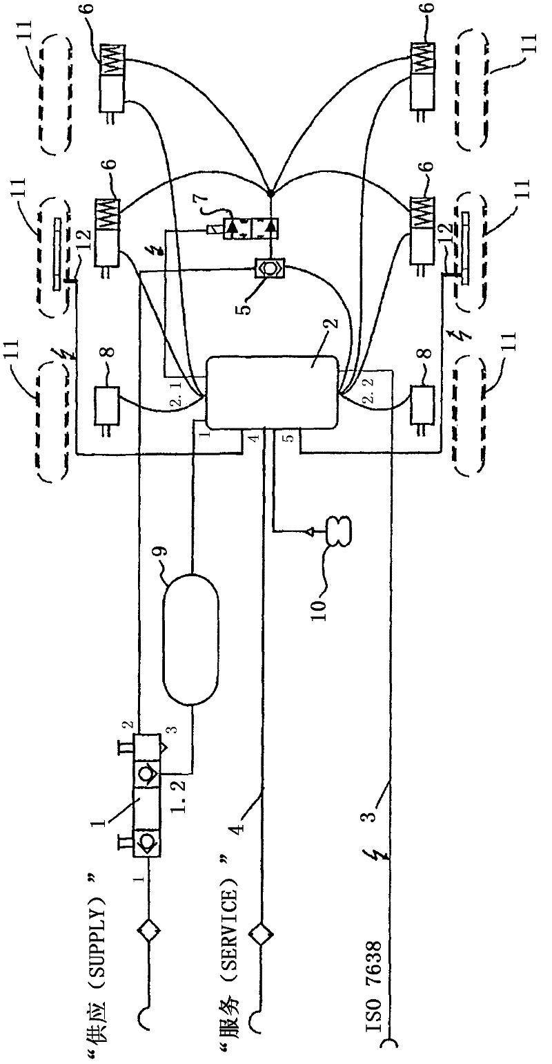 Pneumatic brake system for a trailer, and brake control modulator