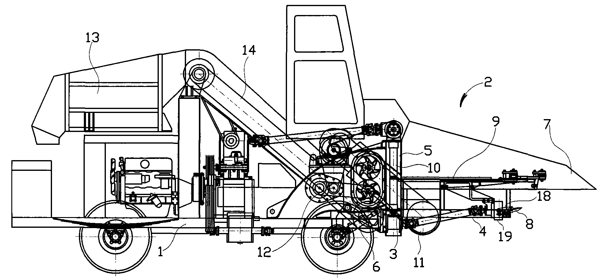 Self-propelled corn harvester