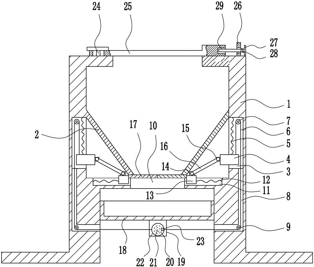 Integrated equipment for black potato storing and quantitate taking out