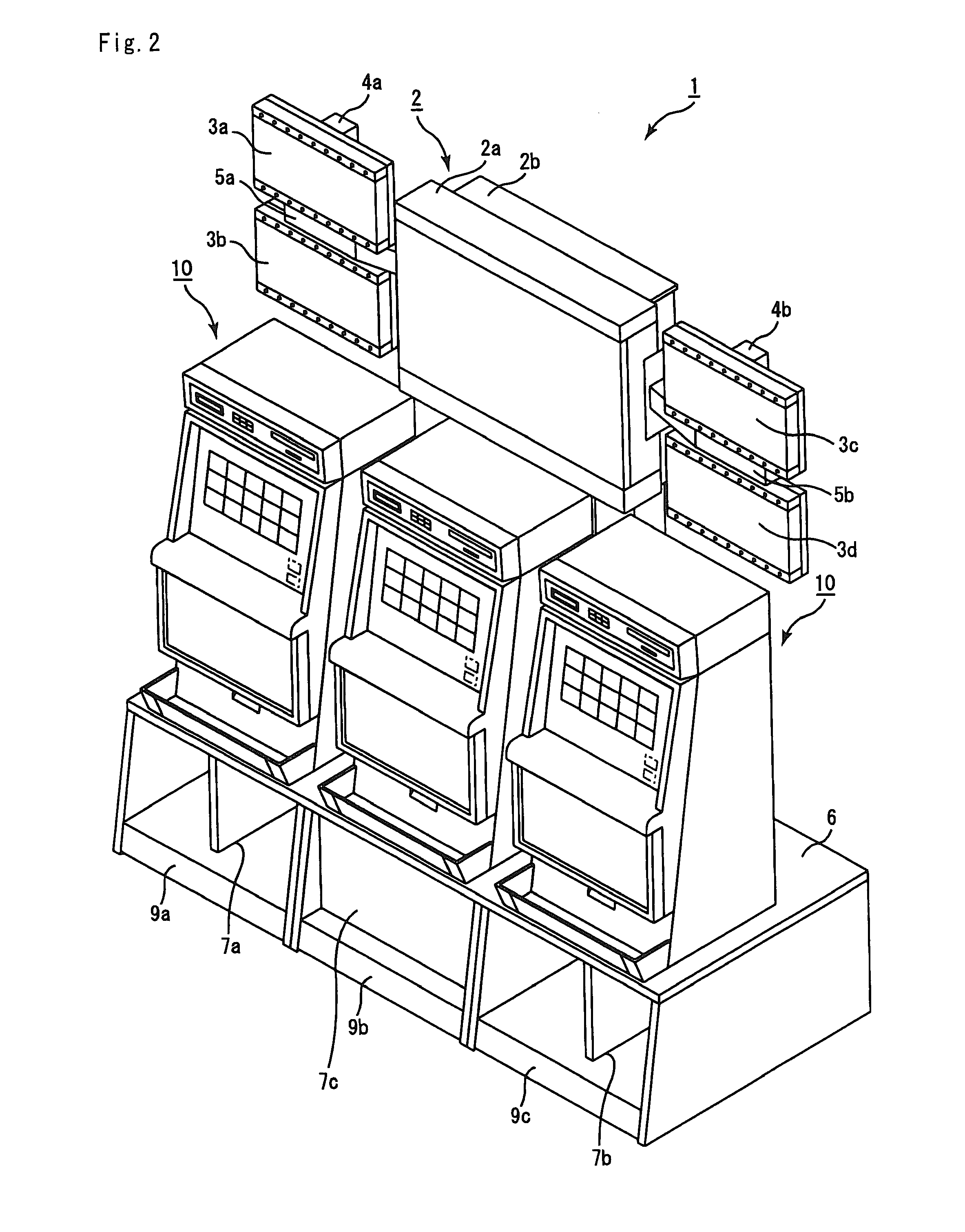 Gaming system having large display and plural gaming machines