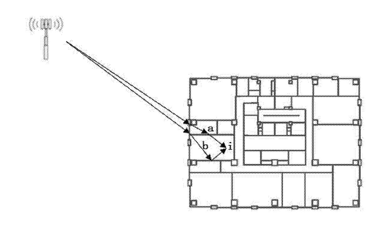 Method for predicting indoor three-dimensional space signal field strength using an outdoor-to-indoor propagation model