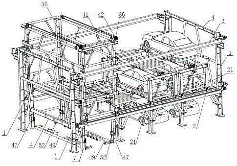 Automobile transferring parking garage