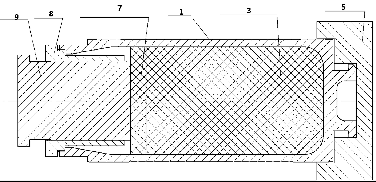 Deep-fuze-hole-provided thin-wall shell warhead composite powder charging method