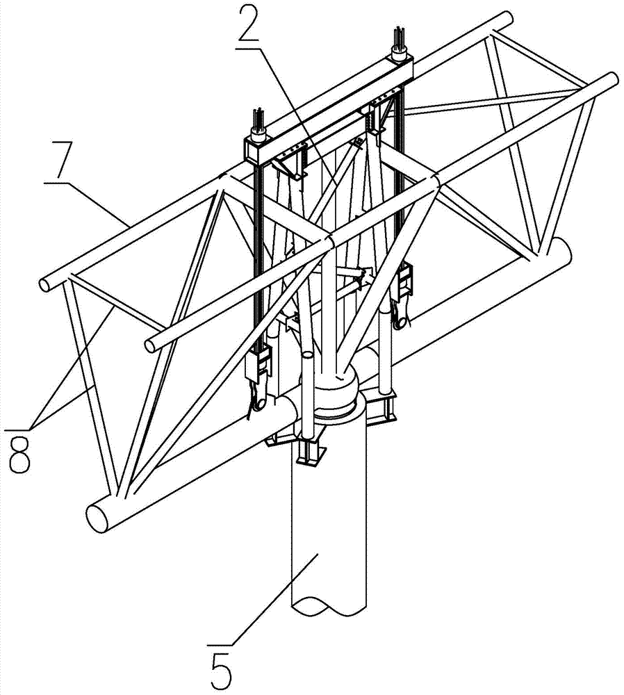 Hoisting frame design application method of continuous truss column top hinging structure