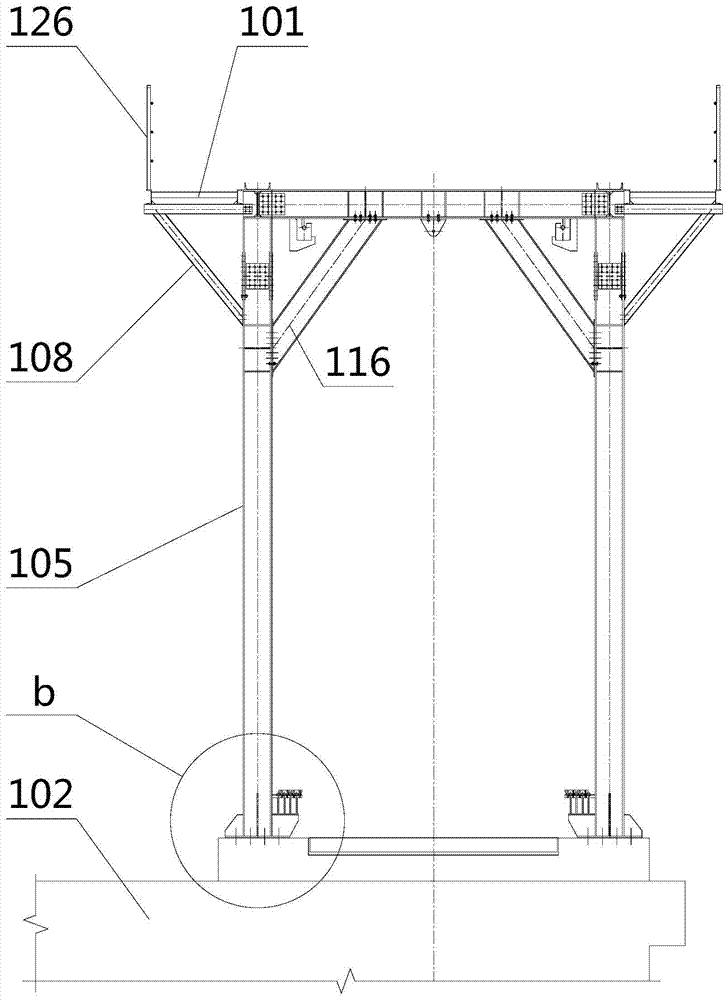 Multifunctional gantry device on top of suspension bridge pier