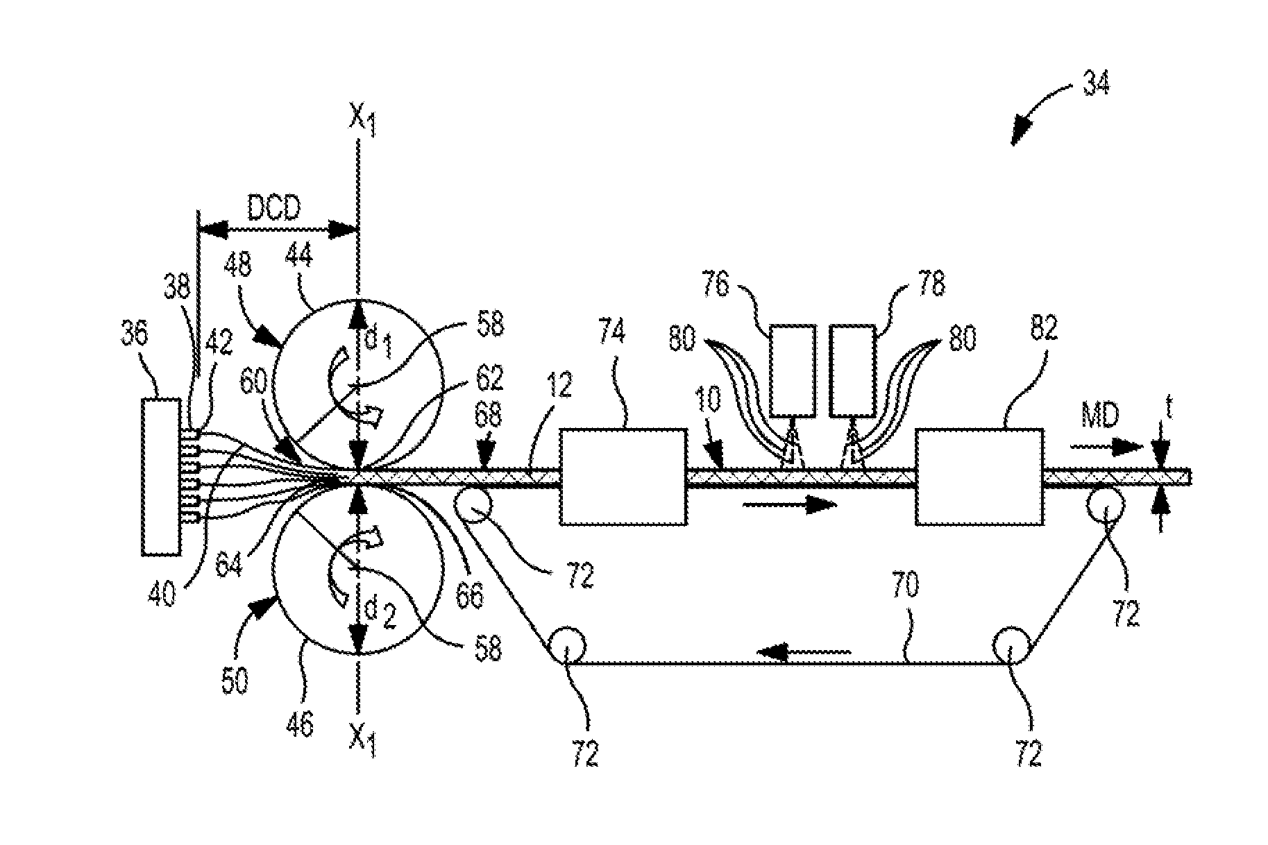 Apparatus for making a high loft, nonwoven web exhibiting excellent recovery