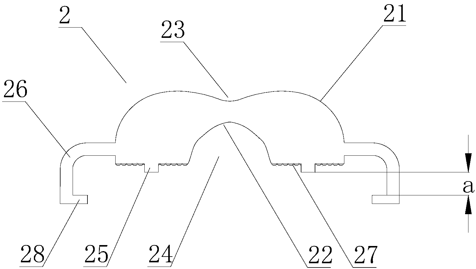 Strip-shaped lens for LED daylight lamp and large-angle LED daylight lamp