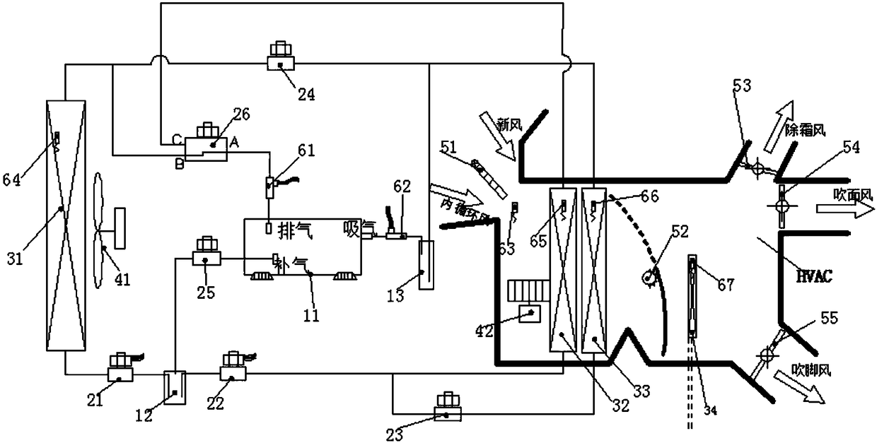 Heat pump air conditioning system, electric vehicle and control method thereof